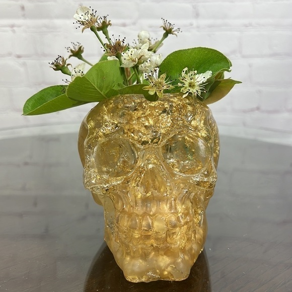 RESIN EPOXY with Gold Flakes Planter/ash tray Pen Holder. - Picture 1 of 16